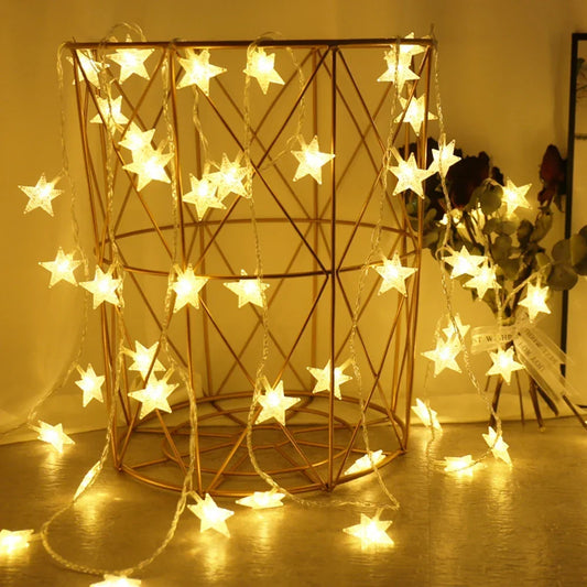 LED-Lichterketten für den Innenbereich, Batterie, Stern-Lichterkette.