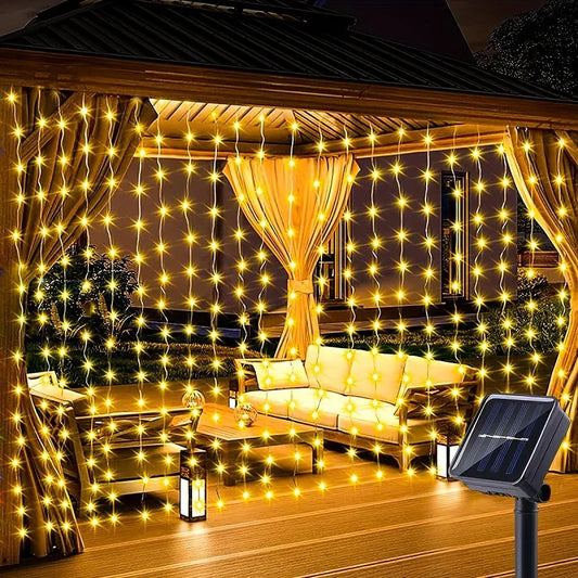Solar- Licht -Vorhang IP65, im Freien wasserdichte Solar - Lichterketten.